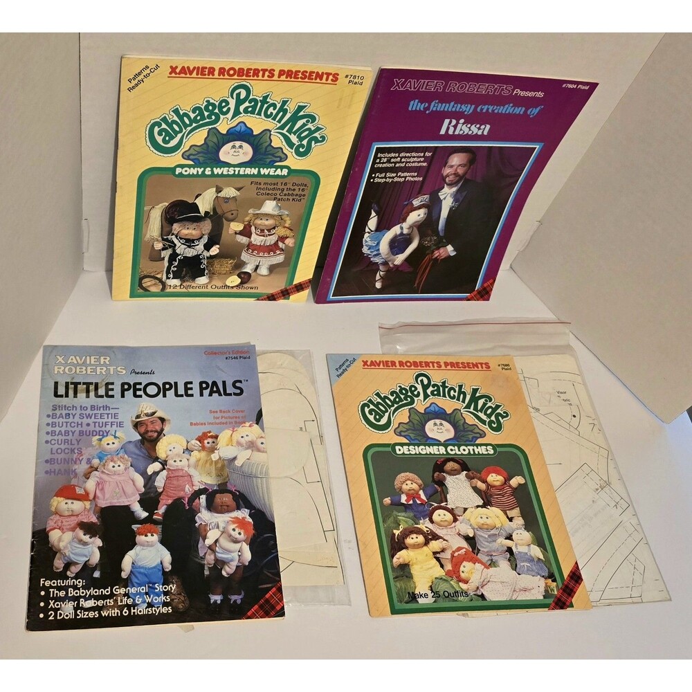 1980's Xavier Roberts LP Pals Cabbage Patch 4 Doll Pattern Books Western Rissa